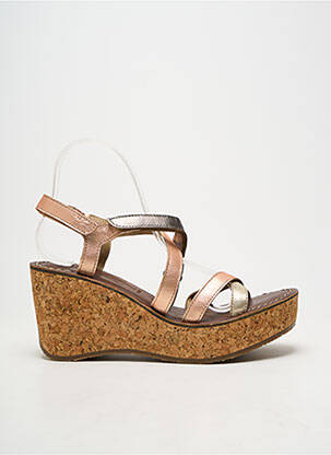 Sandale/pantofi decupați material neted toc de 7 la 9 cm roz FLY LONDON femeie