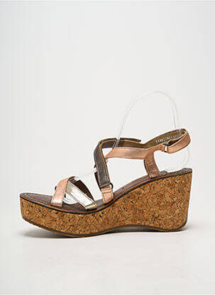 Sandale/pantofi decupați material neted toc de 7 la 9 cm roz FLY LONDON femeie