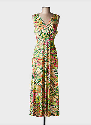 Rochie lungă imprimeu fantezie fără mâneci verde GENUINE femeie