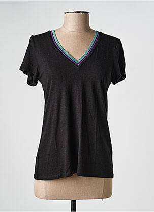 Tricou croială dreaptă mâneci scurte negru FREEMAN T.PORTER femeie