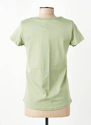Tricou serigrafie mâneci scurte verde C'EST BEAU LA VIE femeie