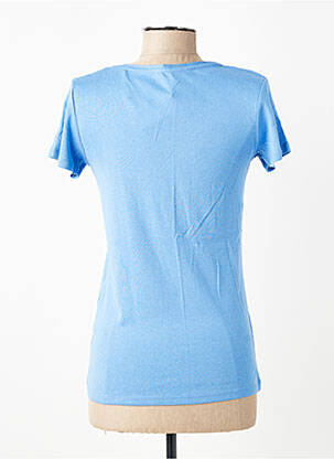 Tricou guler în v mâneci scurte albastru deschis C'EST BEAU LA VIE femeie