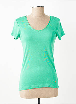 Tricou guler în v mâneci scurte verde C'EST BEAU LA VIE femeie