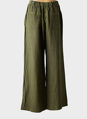 Pantalon drept închidere cu fermoar sub clapetă cu nasturi verde PAKO LITTO femeie