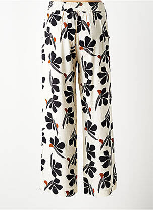 Pantalon drept talie elastică bej QUATRE VINGT JOURS femeie