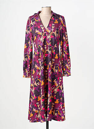 Rochie midi imprimeu fantezie mâneci lungi violet SURKANA femeie