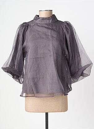 Top guler rotund mâneci 3/4 gri SOAKED femeie