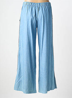 Pantalon larg țesătură poplin mărime normală albastru PLEASE femeie