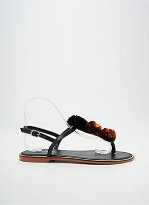 Sandale/pantofi decupați material neted toc plat până la 3 cm negru LOLLIPOPS femeie