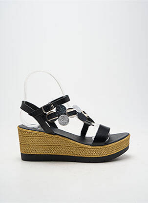 Espadrile închidere cu buclă(e) toc de 7 la 9 cm negru REQINS femeie