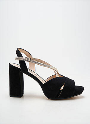 Sandale/pantofi decupați material neted toc de 7 la 9 cm negru LODI femeie