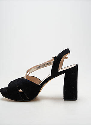 Sandale/pantofi decupați material neted toc de 7 la 9 cm negru LODI femeie