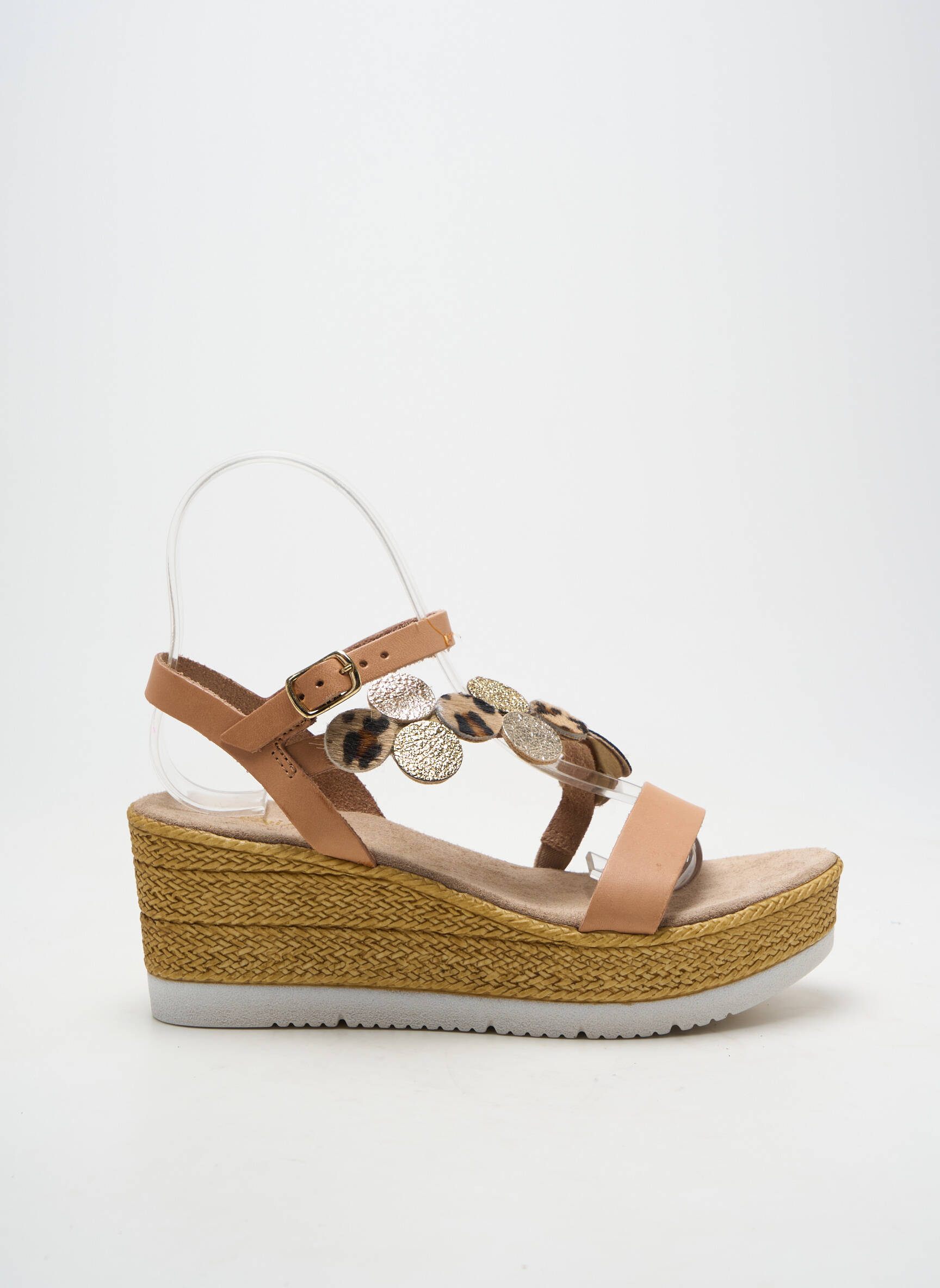 Espadrile închidere cu buclă(e) toc de 7 la 9 cm maro REQINS femeie