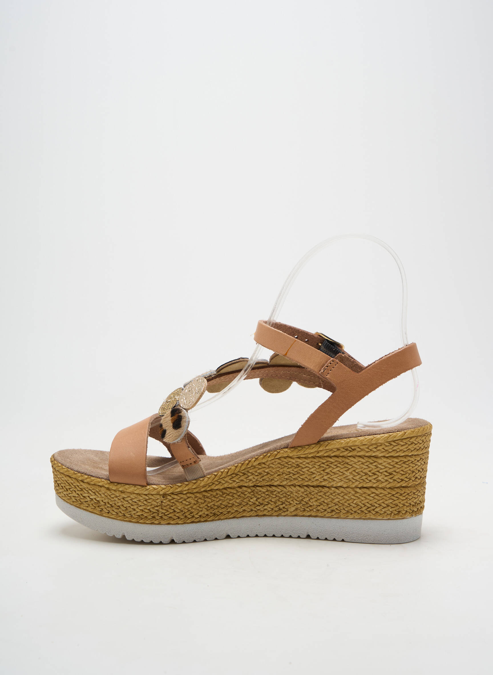Espadrile închidere cu buclă(e) toc de 7 la 9 cm maro REQINS femeie