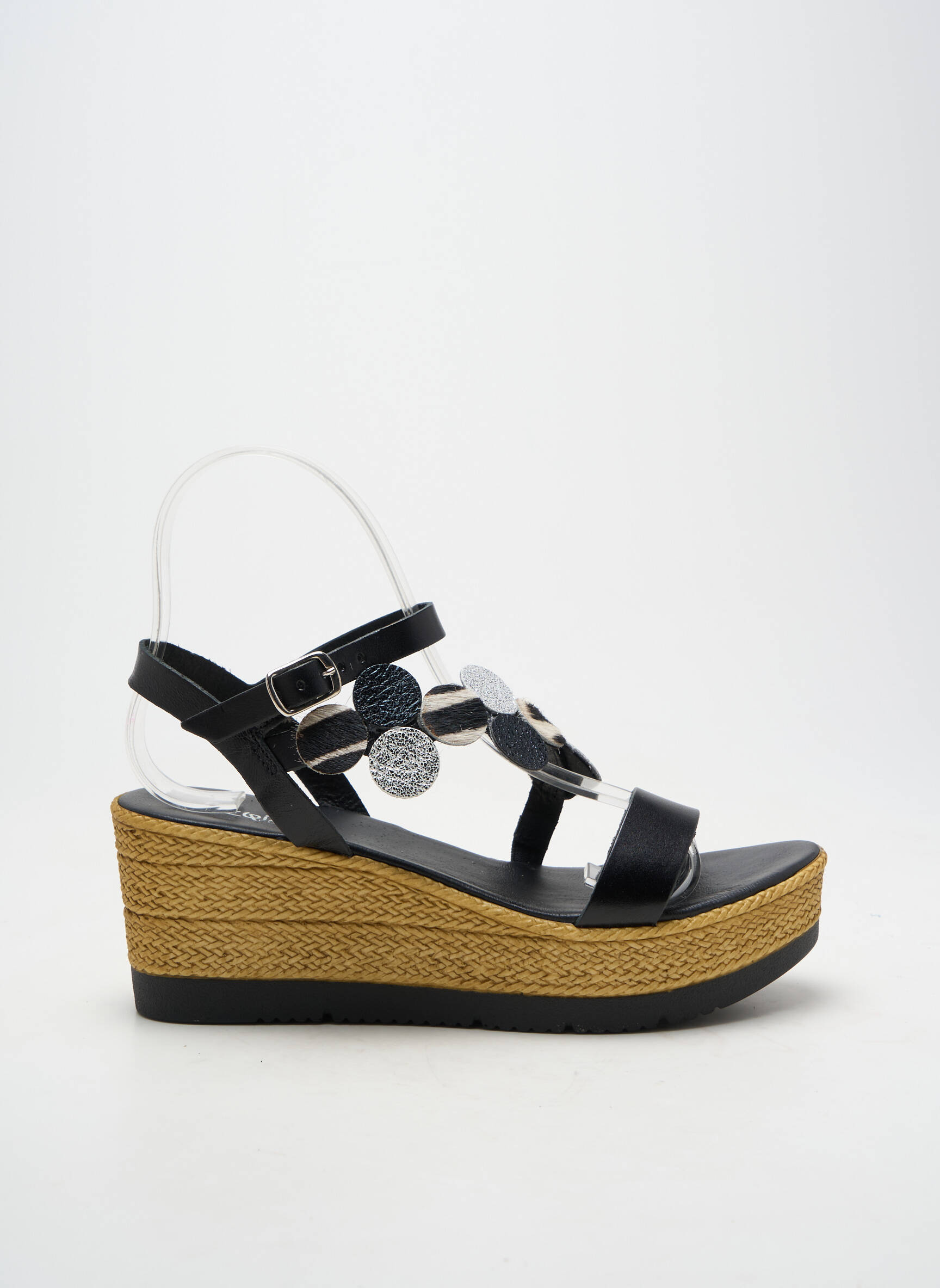 Espadrile închidere cu buclă(e) toc de 7 la 9 cm negru REQINS femeie