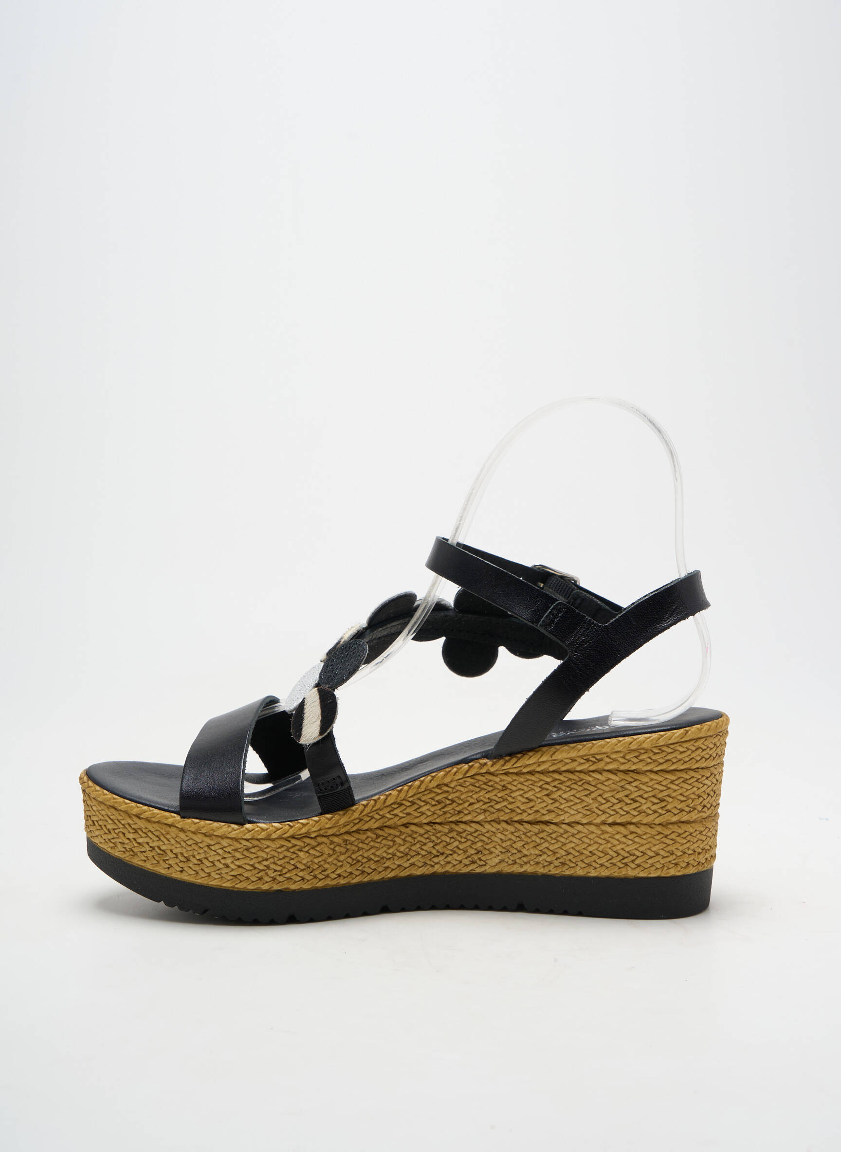 Espadrile închidere cu buclă(e) toc de 7 la 9 cm negru REQINS femeie