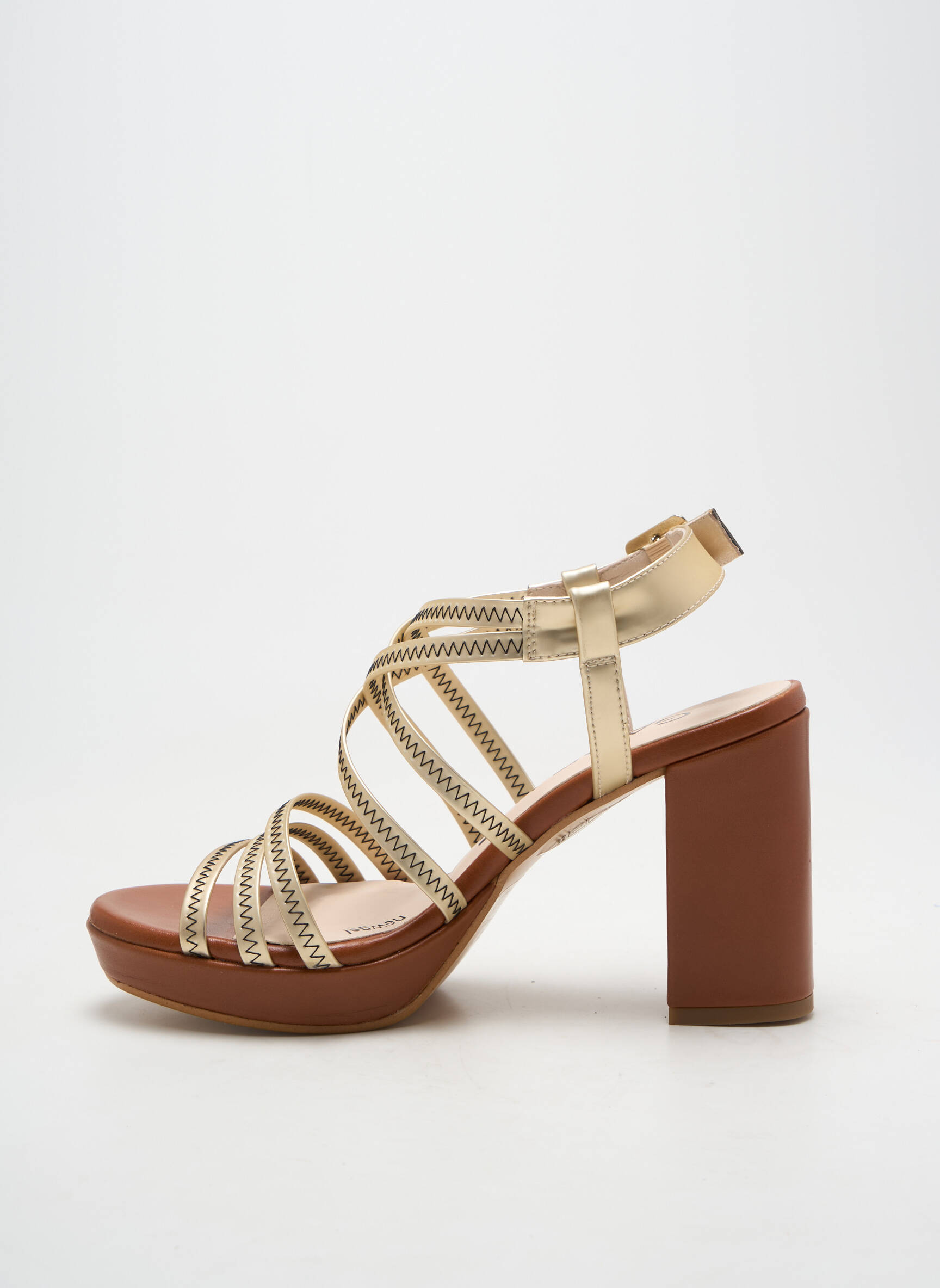 Sandale/pantofi decupați închidere cu buclă(e) toc de 7 la 9 cm auriu LODI femeie