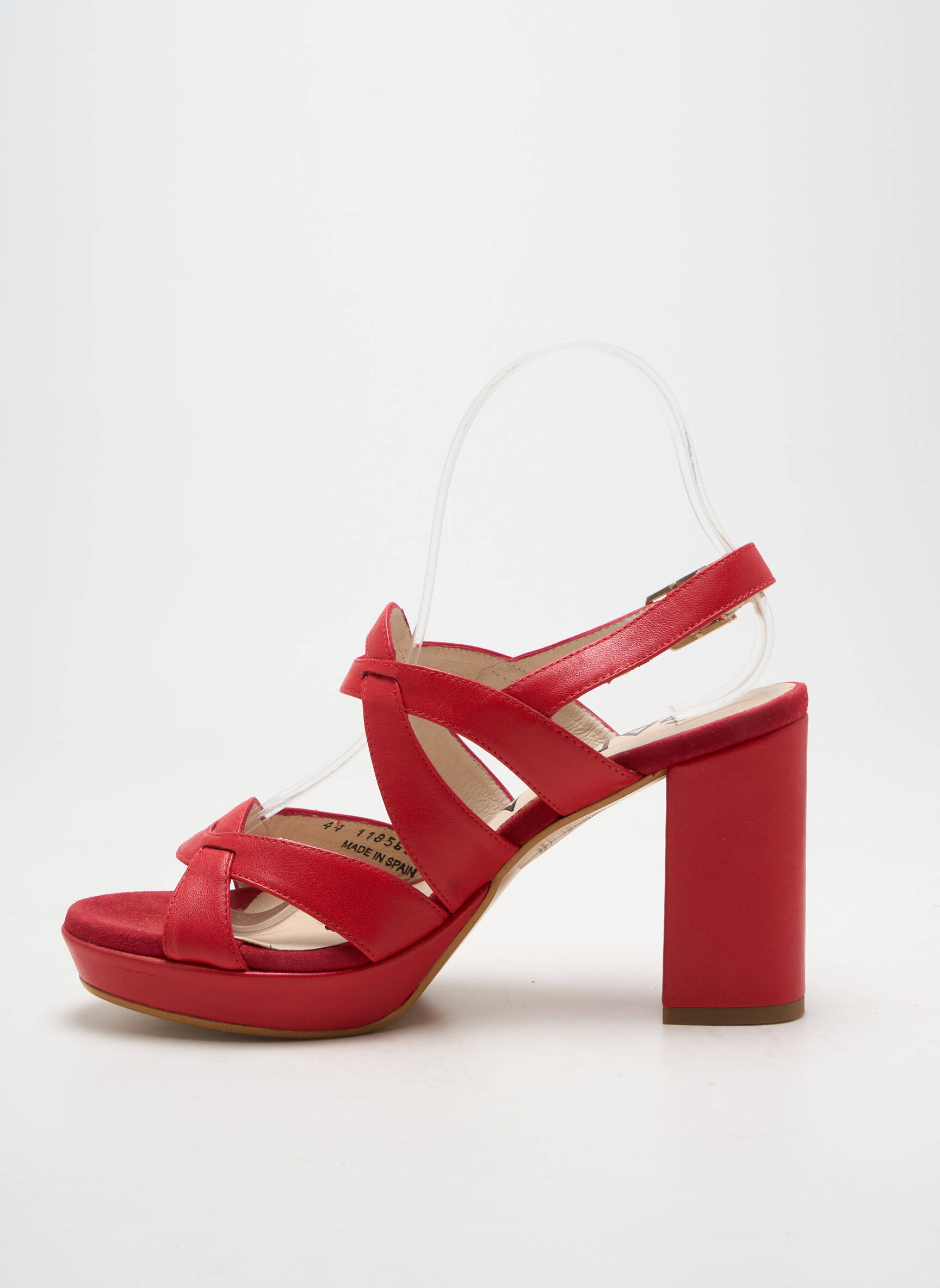 Sandale/pantofi decupați material neted toc de 7 la 9 cm roșu LODI femeie