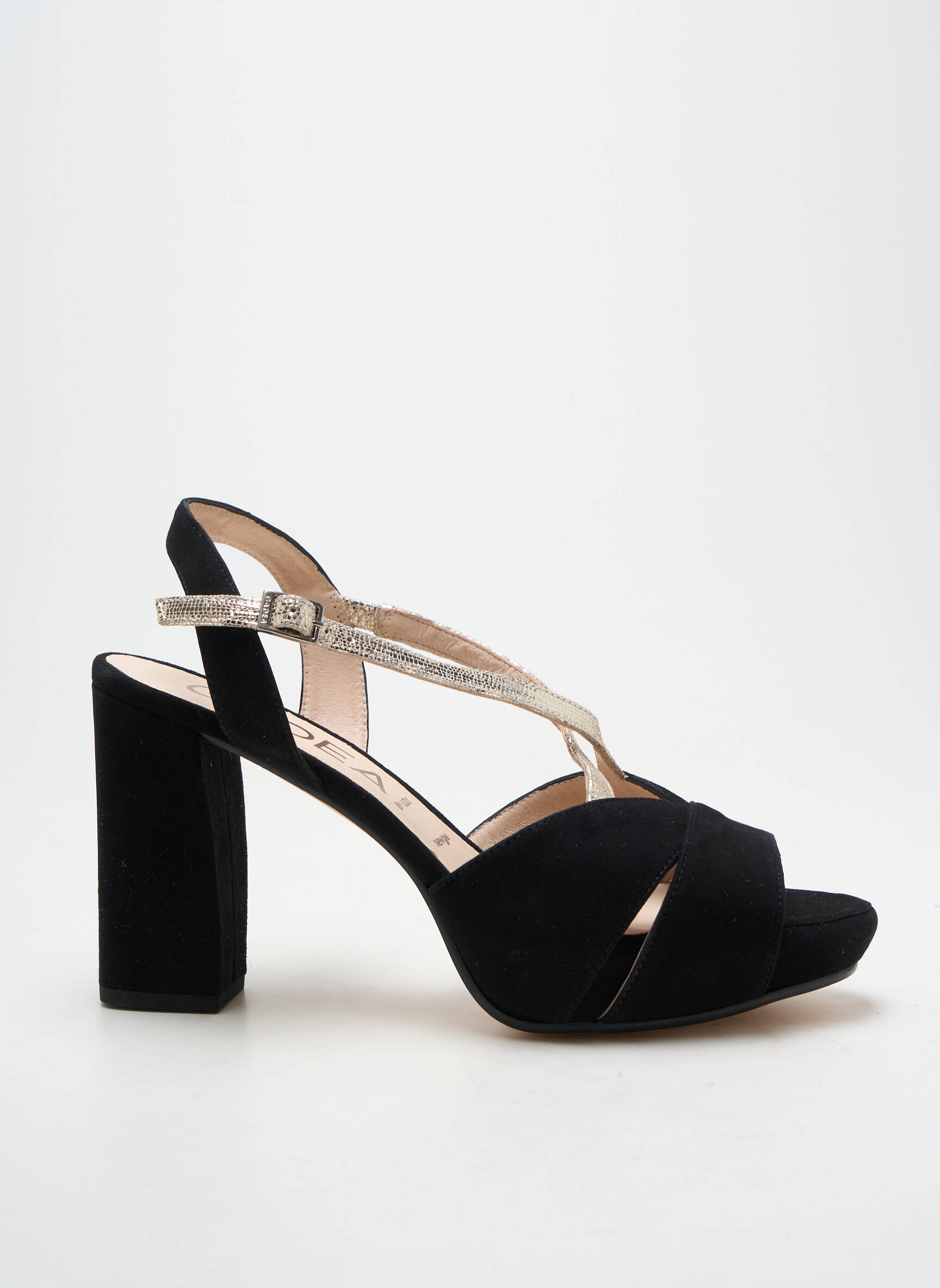 Sandale/pantofi decupați material neted toc de 7 la 9 cm negru LODI femeie