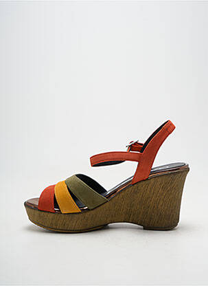 Sandale/pantofi decupați material neted toc de 7 la 9 cm portocalie LODI femeie