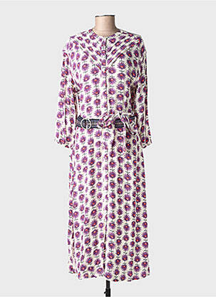 Rochie lungă imprimeu floral mâneci 3/4 violet POM AMSTERDAM femeie
