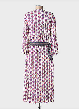 Rochie lungă imprimeu floral mâneci 3/4 violet POM AMSTERDAM femeie