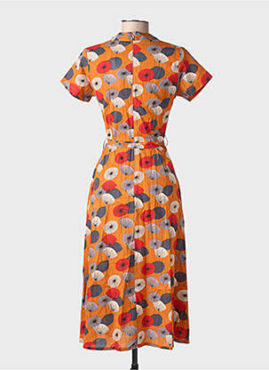 Rochie midi imprimeu floral mâneci scurte galben LALITA femeie