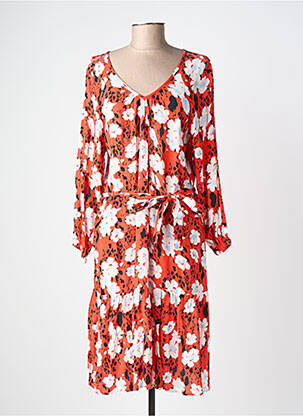 Rochie midi imprimeu floral mâneci lungi portocaliu GARCIA femeie