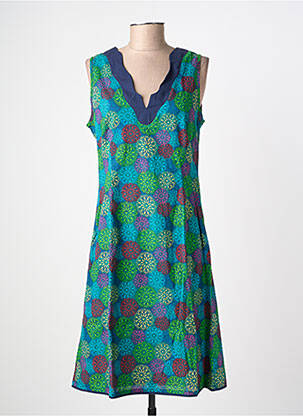 Rochie midi imprimeu floral fără mâneci albastru LALITA femeie