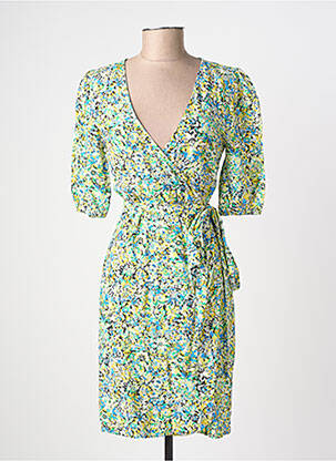 Rochie midi imprimeu floral mâneci scurte verde FREEMAN T.PORTER femeie