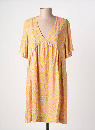 Rochie scurtă croială fluidă mâneci scurte portocalie GRACE & MILA femeie