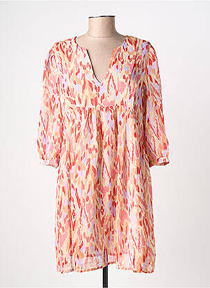Rochie scurtă mâneci 3/4 mâneci 3/4 portocalie GRACE & MILA femeie