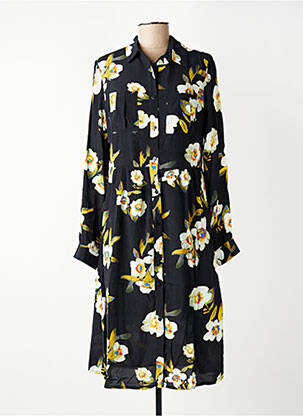 Rochie midi imprimeu floral mâneci lungi negru EMILIE.K femeie