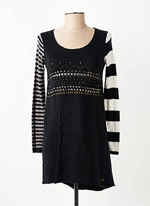 Rochie pulover plasă fină mâneci lungi negru CHIPIE fată