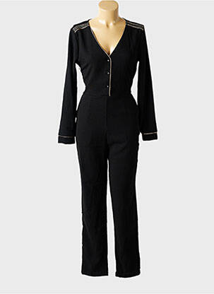 Salopetă-pantalon țesătură crep mâneci lungi negru CHERRY PARIS femeie