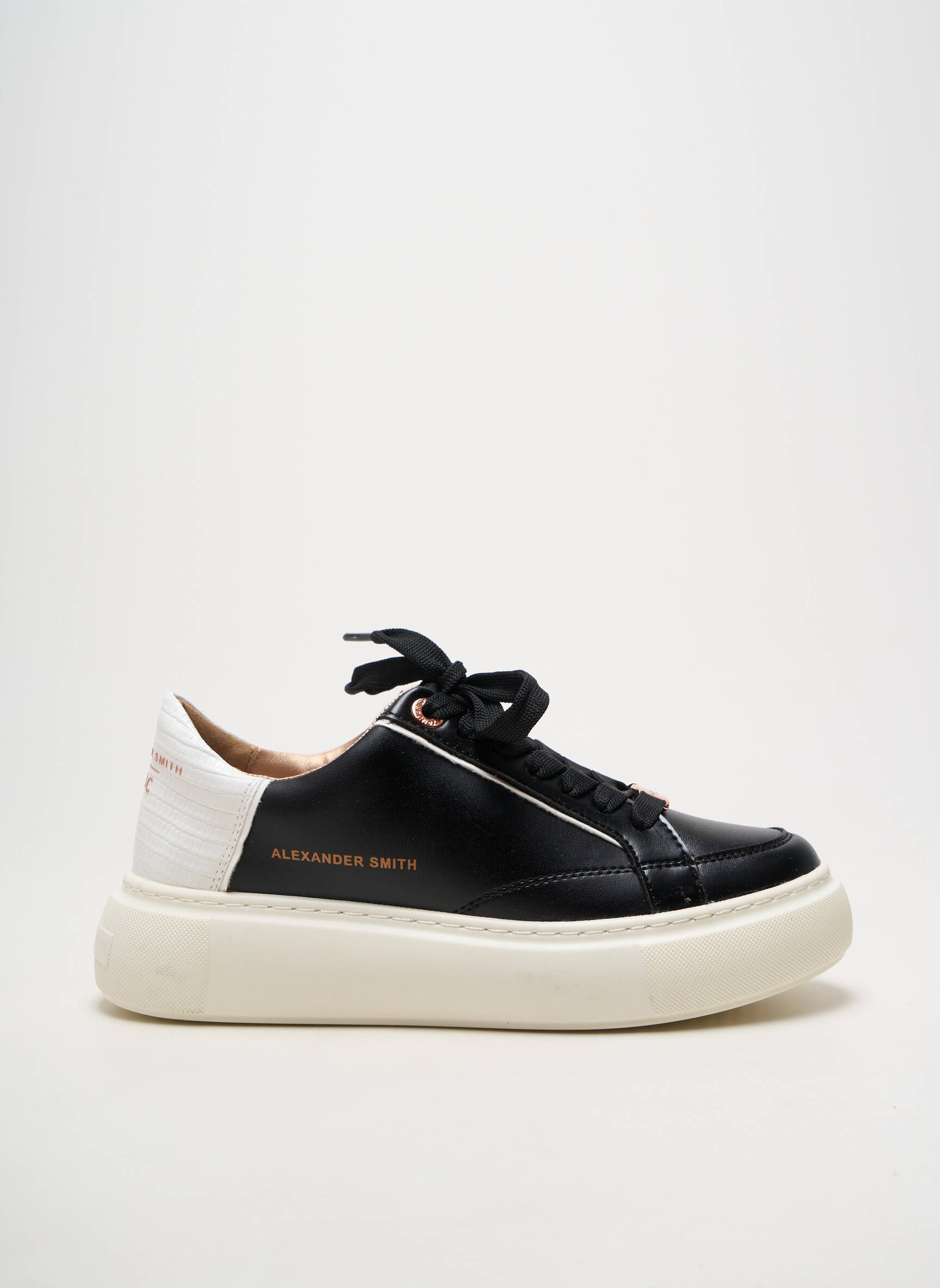Adidași material neted toc plat până la 3 cm negru ALEXANDER SMITH femeie