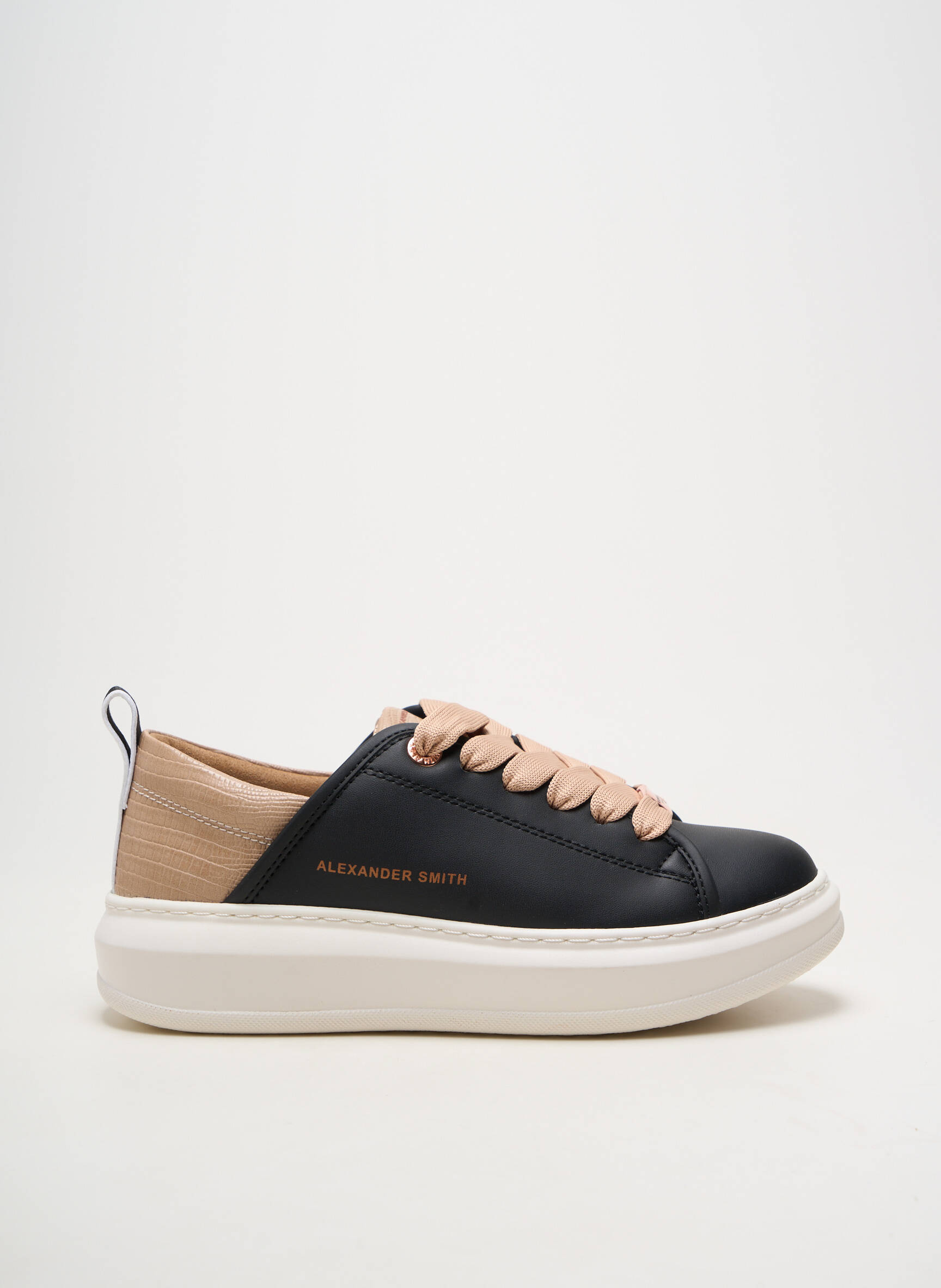 Adidași material neted toc plat până la 3 cm negru ALEXANDER SMITH femeie