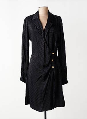 Rochie midi imprimeu fantezie mâneci lungi negru SALSA femeie
