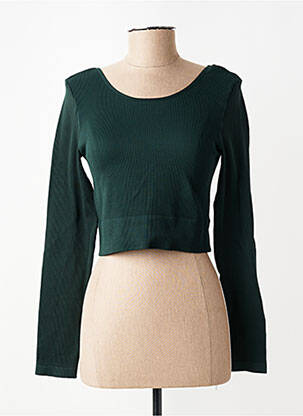 Top elasticitate mâneci lungi verde ONLY femeie