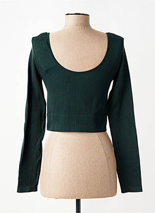 Top elasticitate mâneci lungi verde ONLY femeie