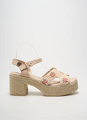 Espadrile închidere cu buclă(e) toc de 7 la 9 cm bej REFRESH femeie