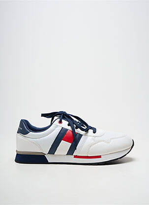Adidași material neted vârf rotund alb TOMMY HILFIGER bărbat