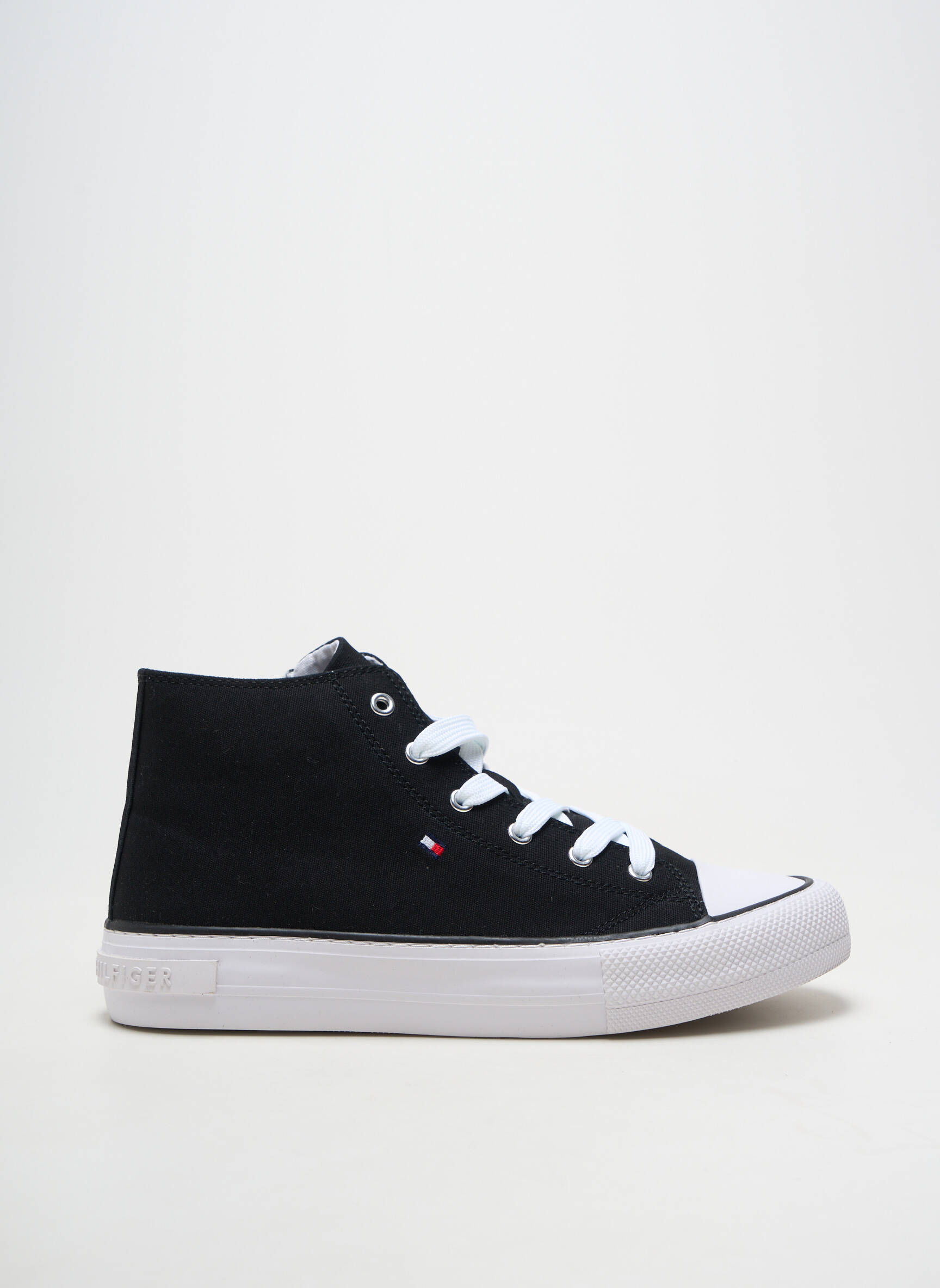 Adidași închidere cu fermoar și șireturi toc plat până la 3 cm negru TOMMY HILFIGER femeie
