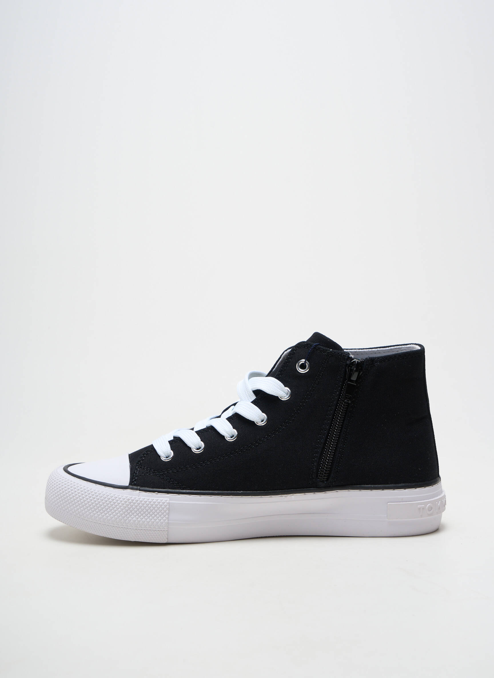 Adidași închidere cu fermoar și șireturi toc plat până la 3 cm negru TOMMY HILFIGER femeie