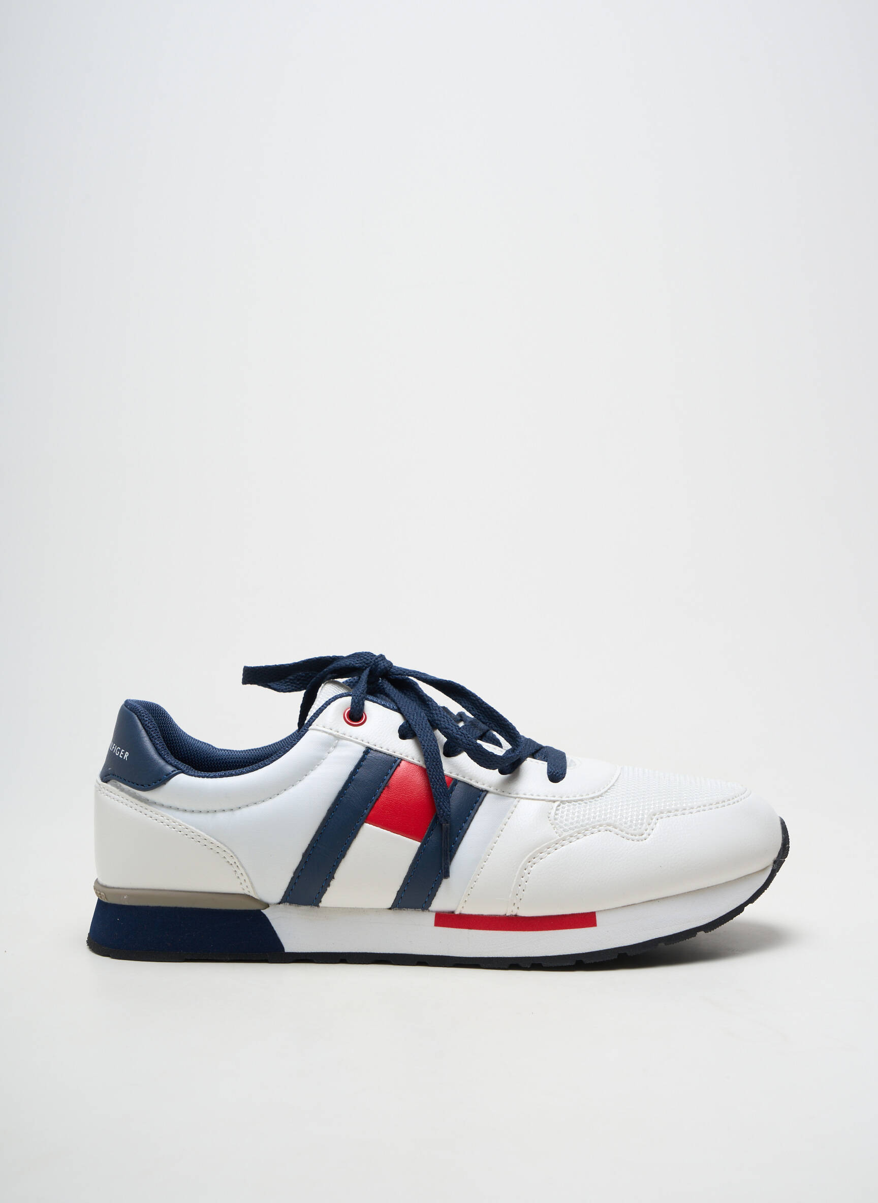 Adidași material neted vârf rotund alb TOMMY HILFIGER bărbat