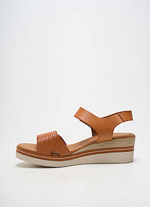 Sandale/pantofi decupați material neted toc de 4 la 6 cm maro EVA FRUTOS femeie