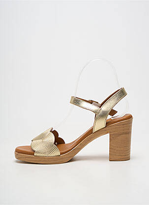 Sandale/pantofi decupați material neted toc de 7 la 9 cm auriu EVA FRUTOS femeie