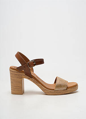 Sandale/pantofi decupați material neted toc de 7 la 9 cm maro EVA FRUTOS femeie