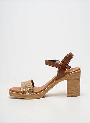 Sandale/pantofi decupați material neted toc de 7 la 9 cm maro EVA FRUTOS femeie