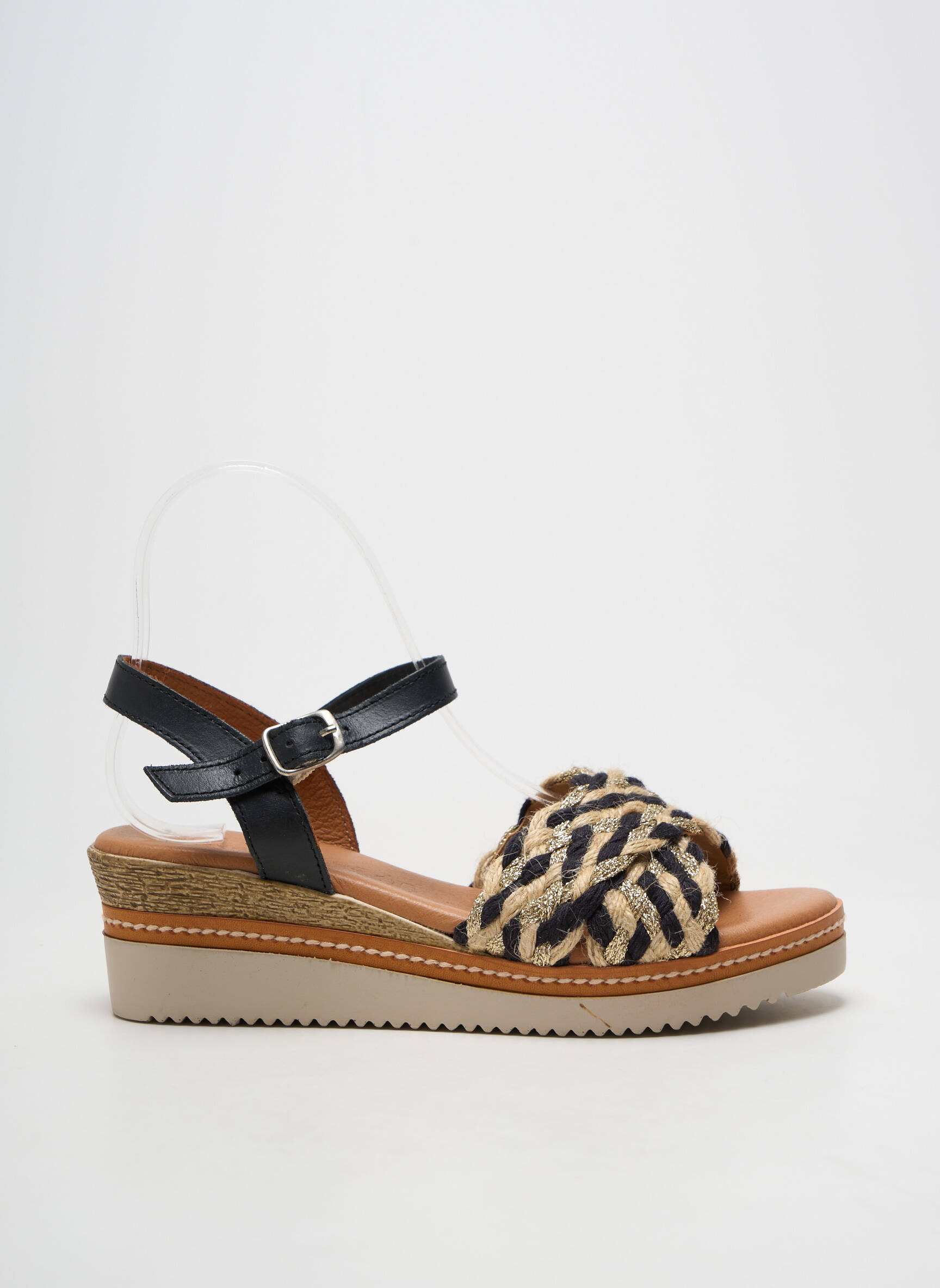 Sandale/pantofi decupați toc platformă toc de 4 la 6 cm negru EVA FRUTOS femeie